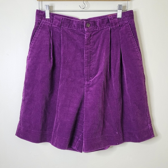 Vintage 90s American Eagle Corduroy Bermuda Shorts | High Rise Purple 31 - Picture 2 of 8